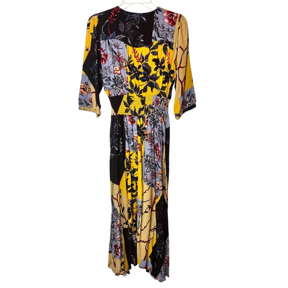 Jasse‎ Floral boho Maxi Dress with V-Neck patchwork size L Indiana Alma - Picture 5 of 9